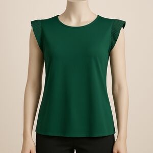 Emerald Green Ruffle Sleeve Tank Top